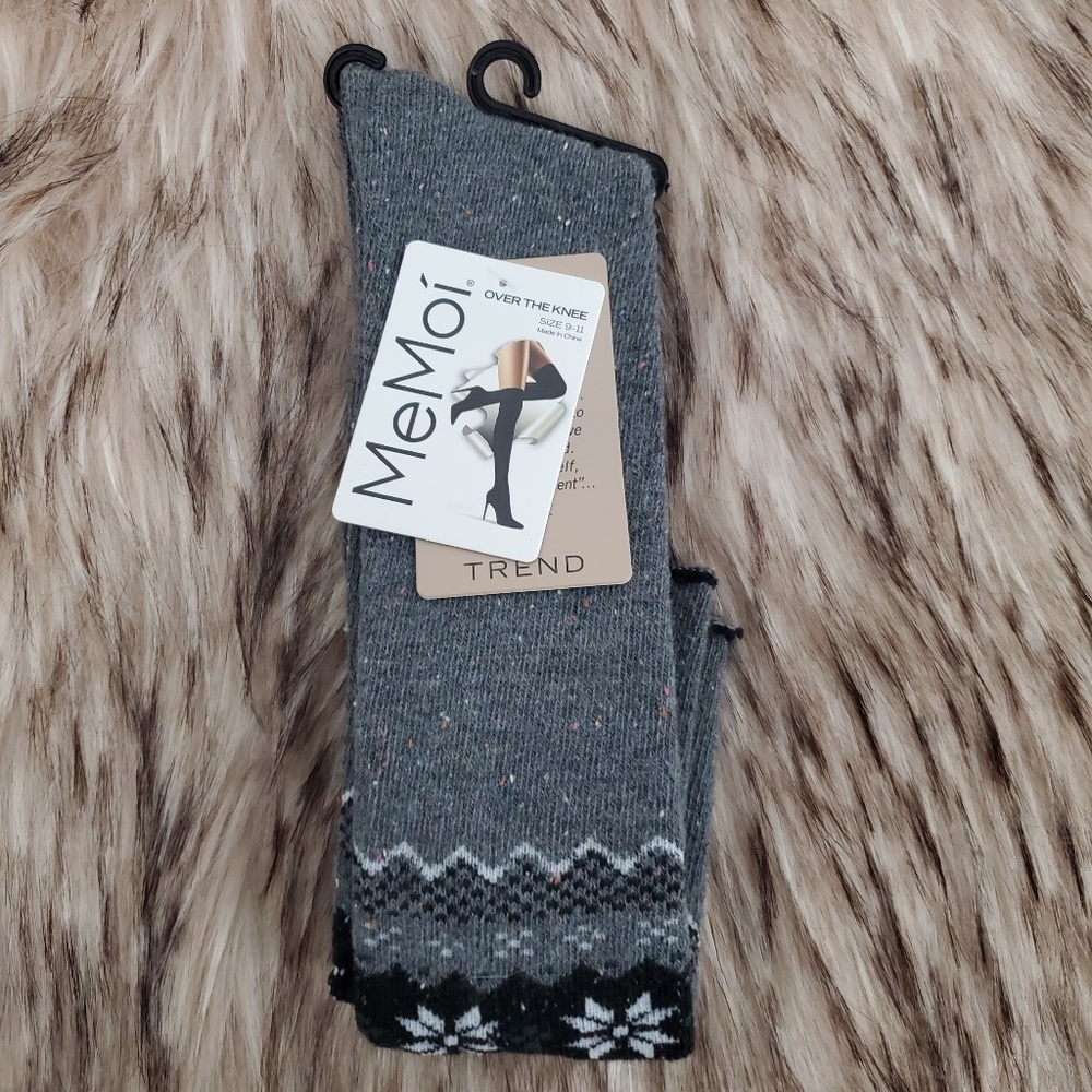 MEMOí Nordic Spark Gray Over the Knee Socks